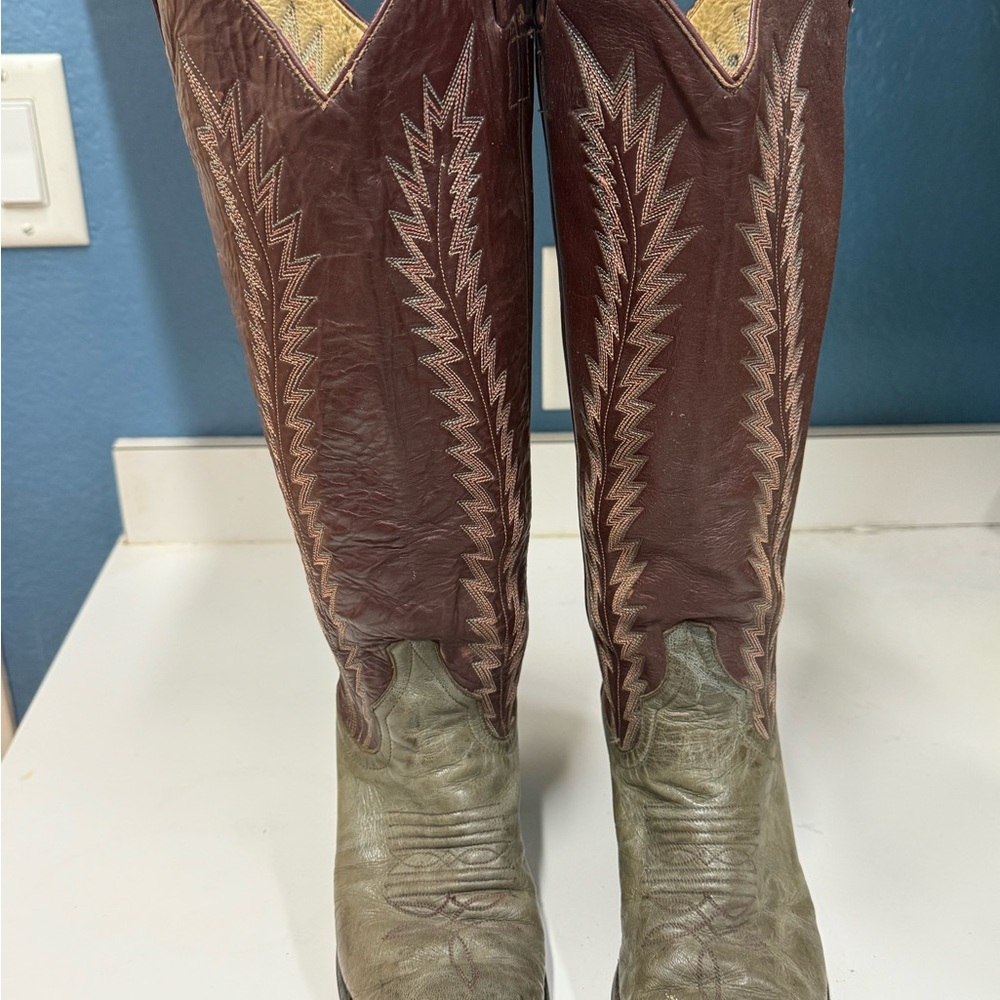 Vintage Larry Mahan’s Elephant leather  Two-Tone Western Cowboy Boots